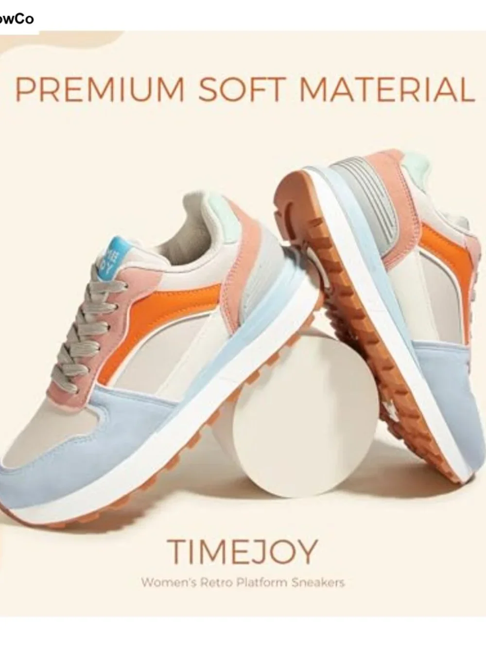 Women's Colorblock Oxford Fabric Lace-Up Platform Sneakers